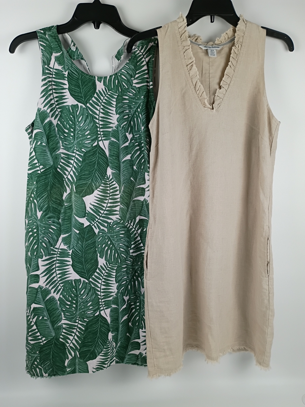Tommy Bahama Green Leaf Print & Cream Sleeveless Dresses Palm One Size Medium